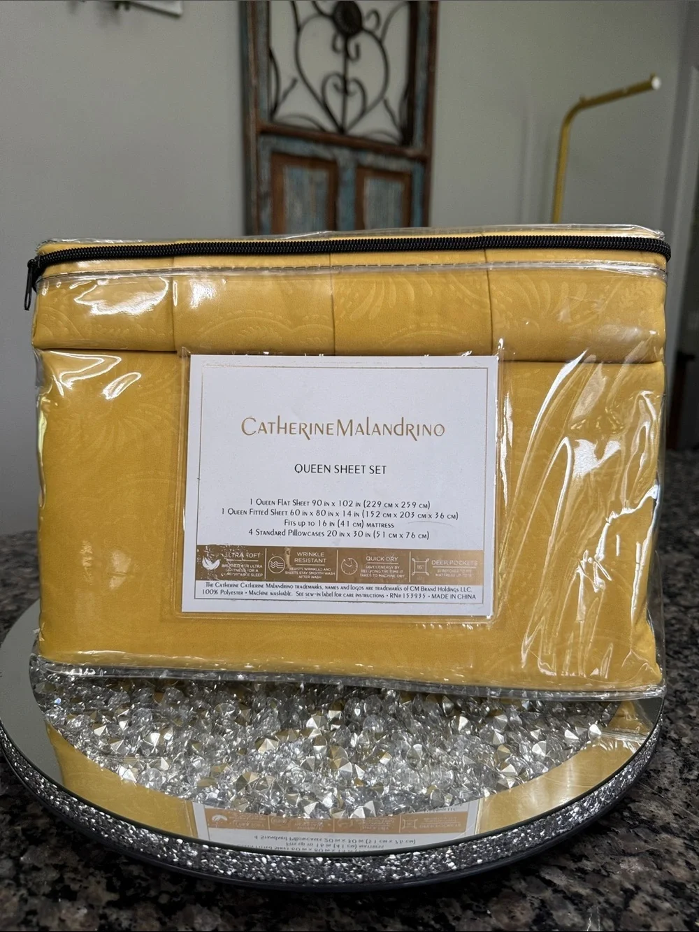 Catherine Malandrino 6 piece Queen Sheet Set - Mustard Yellow NEW
